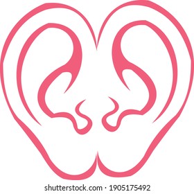 The two-ear logo combines to form a love shape, perfect for the ear health logo