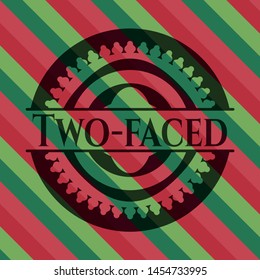 Two-faced christmas emblem background. Vector Illustration. Detailed.