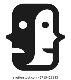 Una persona de dos caras feliz y triste. Ilustración vectorial.