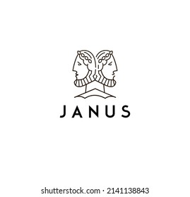 Two-faced Janus Vector Icon. Minimal Illustration