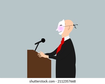 a two-faced person when speaking in front of the media