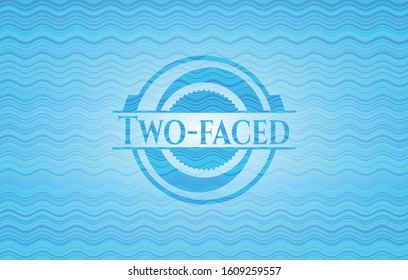 Two-faced water representation emblem. Vector Illustration. Detailed.