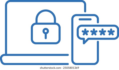 Two-factor authentication (2FA), security enhancement, editable line vector icon illustration