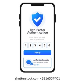 Two-factor authentication mobile screen. vector illustration