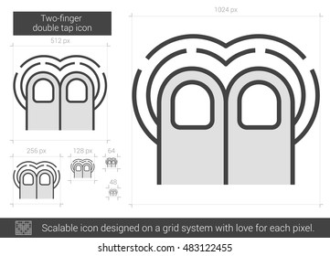 Two-finger double tap vector line icon isolated on white background. Two-finger double tap line icon for infographic, website or app. Scalable icon designed on a grid system.