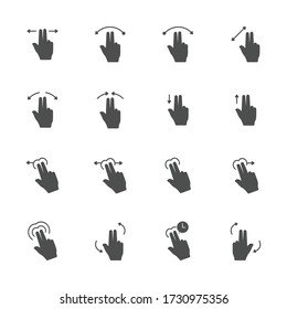 Control de pantalla plana de dos dedos en gris. Conjunto de 16 piezas.