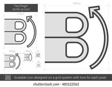 Two-finger scroll up vector line icon isolated on white background. Two-finger scroll up line icon for infographic, website or app. Scalable icon designed on a grid system.