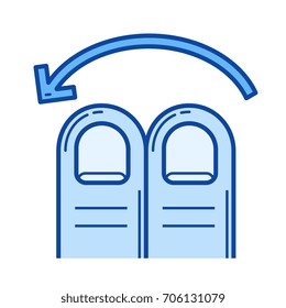 Two-finger swipe left vector line icon isolated on white background. Two-finger swipe left line icon for infographic, website or app. Blue icon designed on a grid system.