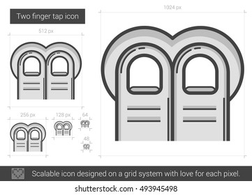 Zweifinger-Vektorsymbol einzeln auf weißem Hintergrund. Zwei Finger Tasten-Symbol für Infografik, Website oder App. Skalierbares Symbol, das auf einem Gittersystem entworfen wurde.