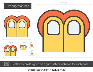 Two-finger tap vector line icon isolated on white background. Two-finger tap line icon for infographic, website or app. Scalable icon designed on a grid system.