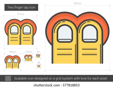Icono de línea vectorial de punteo de dos dedos aislado en fondo blanco. Icono de línea de punteo de dos dedos para infografía, sitio web o aplicación. Icono escalable diseñado en un sistema de cuadrícula.