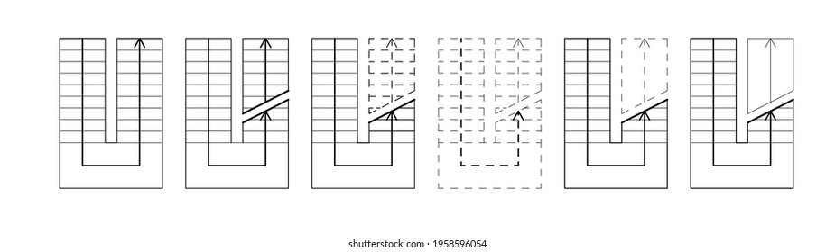Two-flight staircase top view. Staircase views are available. Design element for the design of architectural drawings and sketches