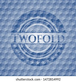 Twofold blue emblem with geometric background. Vector Illustration. Detailed.
