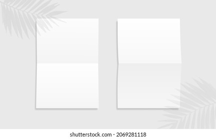 Twofold flyer paper mockup vector illustration on isolated background