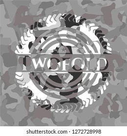 Twofold grey camouflaged emblem