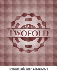 Twofold red geometric pattern emblem. Seamless.