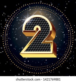 Two-Gold Alphabet and Lighting Background.