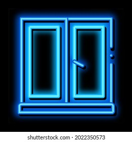 two-half window neon light sign vector. Glowing bright icon two-half window sign. transparent symbol illustration