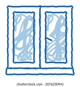 two-half window sketch icon vector. Hand drawn blue doodle line art two-half window sign. isolated symbol illustration