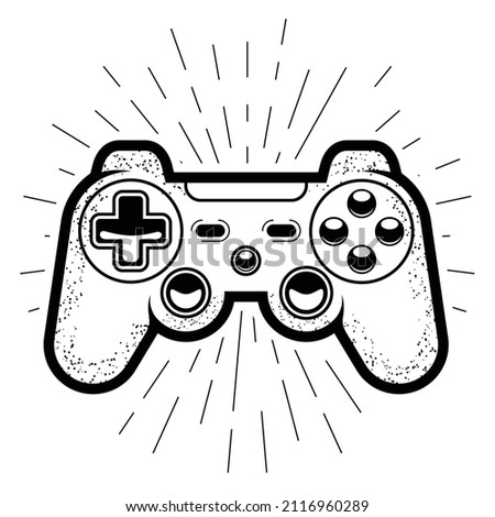 Two-hand game controller, console joystick or gamepad icon, vector