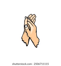 two-handed clapping appreciation supporting gesture vector illustration