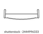 Two-handed saw icon. Black contour linear silhouette. Editable strokes. Front side view. Vector simple flat graphic illustration. Isolated object on a white background. Isolate.