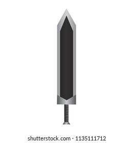 Two-handed sword. Great sword on a white background. Sword of the Berserker. Vector Illustration for Design, Game.