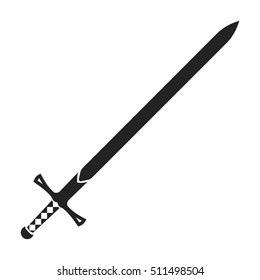 Two-handed sword icon in black style isolated on white background. Weapon symbol stock vector illustration.