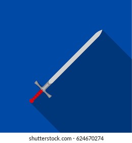 Two-handed sword icon flate. Single weapon icon from the big ammunition, arms set.