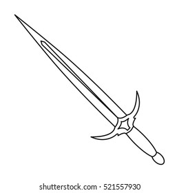 Two-handed sword icon outline. Single weapon icon from the big ammunition, arms set.