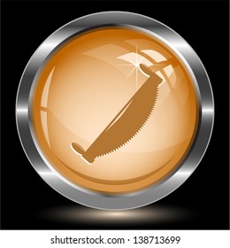 Two-handled saw. Internet button. Vector illustration.