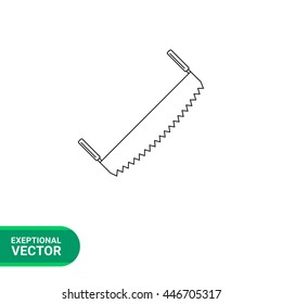 Two-handled saw line icon