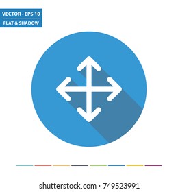 Two-headed arrows flat icon with long shadow. Vector Illustration.