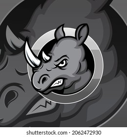 Two-horned rhino mascot esport logo design