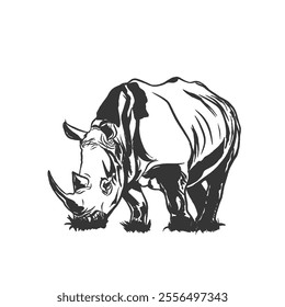 two-horned rhino vector illustration without background