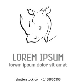 two-horned rhinoceros animal vector logo