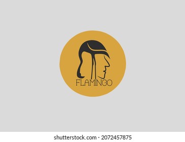 Two-image logo between a flamingo and a human face