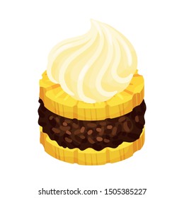 Two-layer pineapple cake. Vector illustration on a white background.