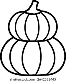 Two-layer pumpkin outline flat vector design.
Autumn stacked pumpkins line art with leaf element.
fall pumpkin line art isolated.
Transparent background.