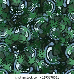 Two-layer seamless camouflage. Easy to edit.The front layer is pixel. 
The background consists of curved smooth spots. 