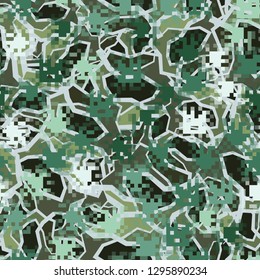 Two-layer seamless camouflage. Easy to edit.The front layer is pixel. 
Angular marble background. Easy to edit.