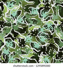 Two-layer seamless camouflage. Easy to edit.The front layer is pixel. 
Angular marble background. Easy to edit.