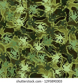 Two-layer seamless camouflage. Easy to edit.The front layer is pixel. 
Angular marble background. Easy to edit.