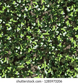 Two-layer twelve-color seamless camouflage. The top layer consists of colored pixels. 
The background consists of rounded squares. 
Easy to edit.