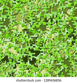 Two-layer twelve-color seamless camouflage. The top layer consists of colored pixels.
The background consists of large blots. Easy to edit. 