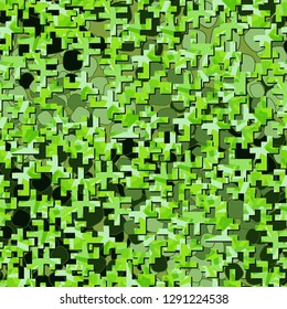 Two-layer twelve-color seamless camouflage. The top layer consists of colored pixels.
The background consists of delineated spots. Easy to edit.