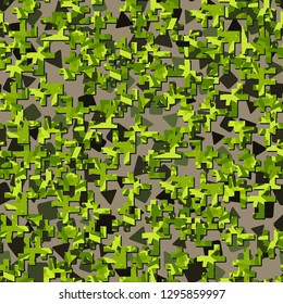 Two-layer twelve-color seamless camouflage. The top layer consists of colored pixels.
Background consisting of triangles and squares. Easy to edit.