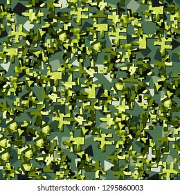 Two-layer twelve-color seamless camouflage. The top layer consists of colored pixels.
Background consisting of triangles and squares. Easy to edit.