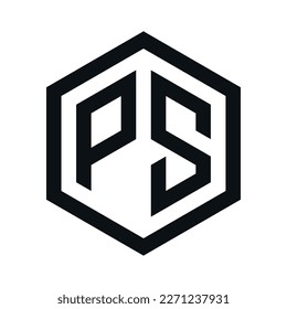 two-letter initials hexagon logo black