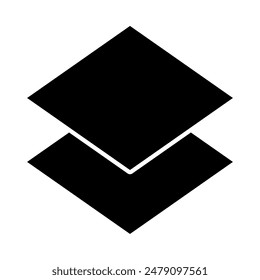 two-level layer icon, silhouette vector isolated on white background. simple and modern design
